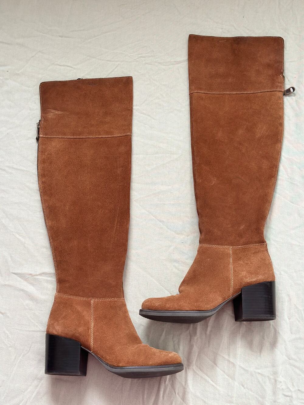 Vintage Y2K Sz7 Steve Madden Orabella Chestnut Genuine Suede Over-the-knee Boots